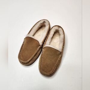 Fireside Size 7 Women's Classic Tan Suede Fur  Loafers